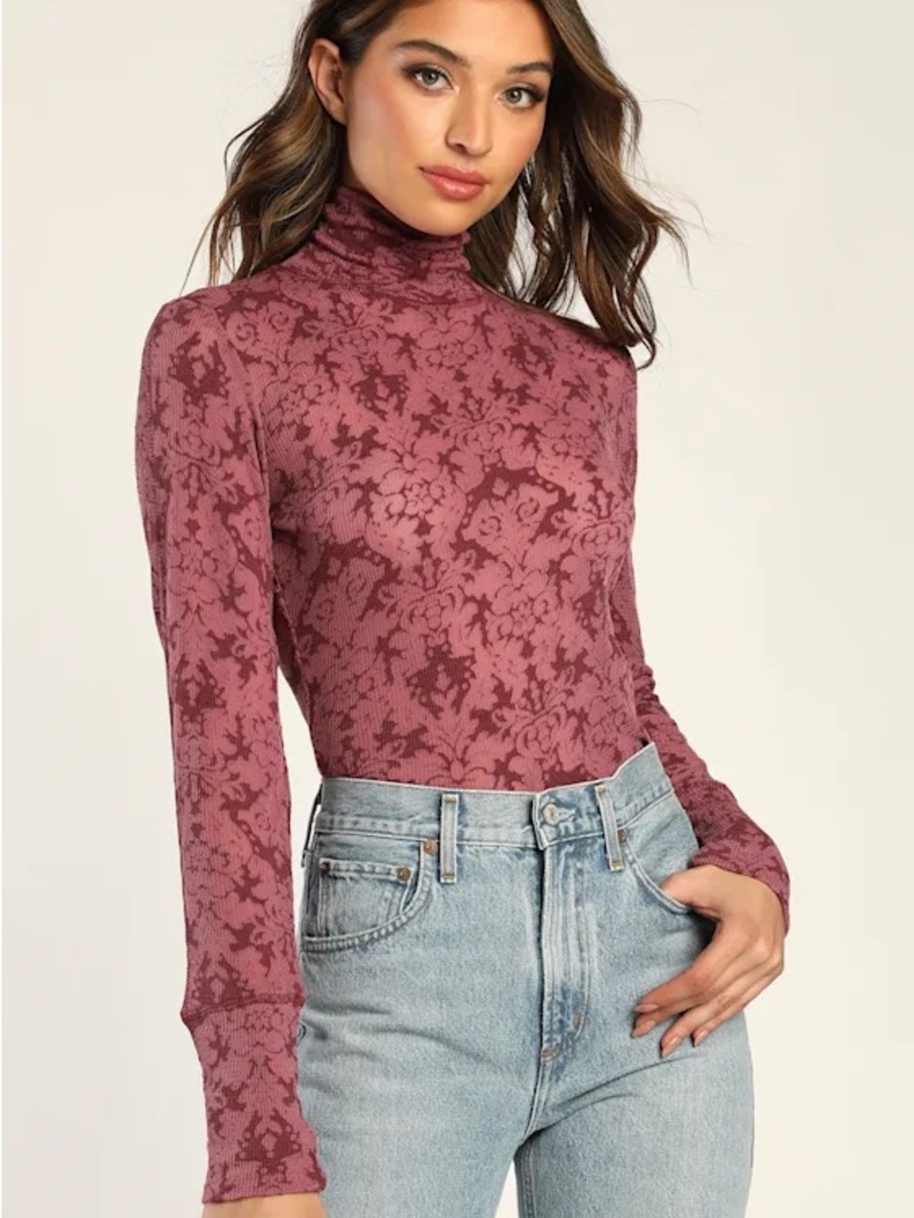 Free People Intimately You And I Long Sleeve Turtleneck Top Size L